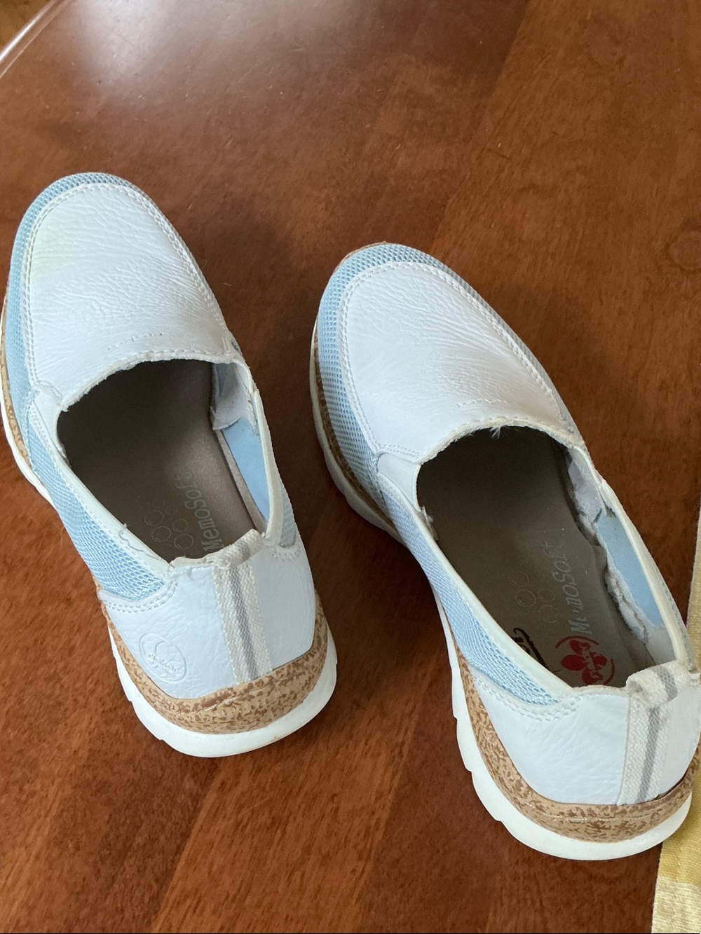 Rieker White Slip-On Sneakers with Tan Accents